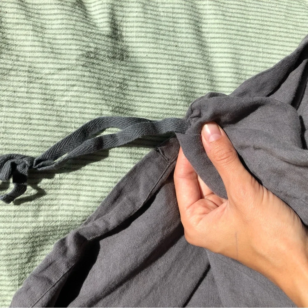 Crate&Barrel Charcoal Gray Linen Duvet Cover